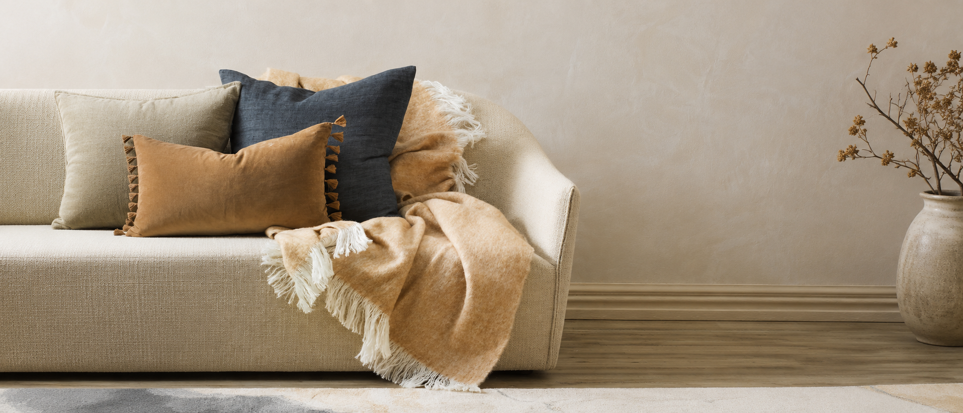 Soft throw blanket arranged for everyday comfort