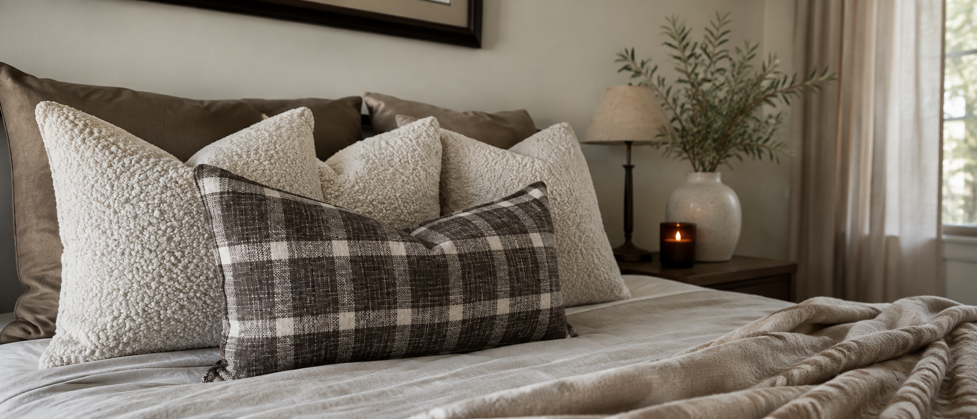 Soft cushions and blankets for a calm and comfortable home